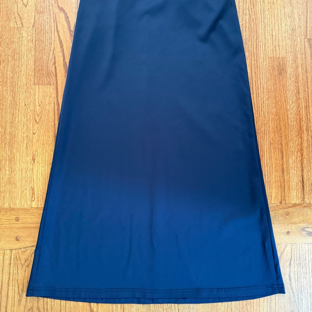 Tadashi Collection Cap-Sleeve Satin Sequined Navy Gown Dress size 6 - Picture 6 of 13